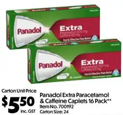 Campbells Wholesale Panadol Extra Paracetamol & Caffeine Caplets offer