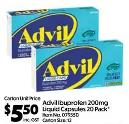 Campbells Wholesale Advil Ibuprofen 200mg Liquid Capsules offer