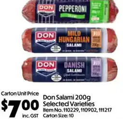 Campbells Wholesale Don Salami 200g Selected Varieties offer