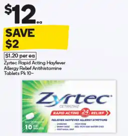 Woolworths Zyrtec Rapid Acting Hayfever Allergy Relief Antihistamine Tablets offer