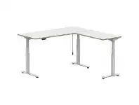 Officeworks Stilford Electric 1800mm Corner Workstation White/ White/Oak offer