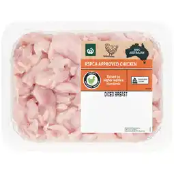 Woolworths Australian Fresh RSPCA Approved Chicken Breast Diced – From the Meat Dept offer