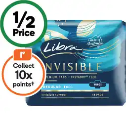 Woolworths Libra Invisible Regular Pads Wings offer