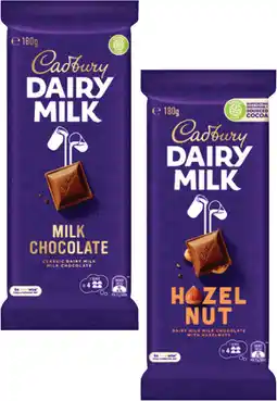 Coles Cadbury Dairy Milk Block Chocolate-190g offer