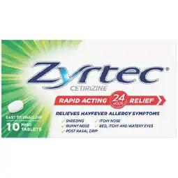 Woolworths Zyrtec Rapid Acting Hayfever Allergy Relief Antihistamine Tablets offer