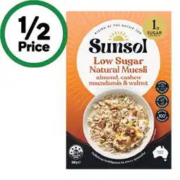 Woolworths Sunsol Natural Museli 500g or Granola 450g offer