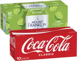 Coles Coca-Cola Soft Drink or Mt Franklin Sparkling Water 10x375mL offer