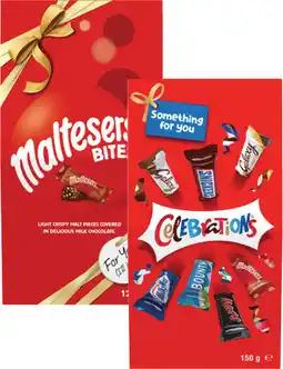Coles Maltesers, Celebrations or Galaxy Gift Pouch 125g-150g offer