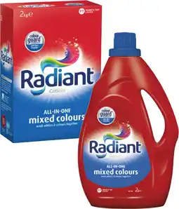Coles Radiant Laundry Liquid 2 Litre or Powder 2kg offer