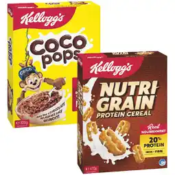 Woolworths Kellogg’s Nutri-Grain 470g, Coco Pops 535g or Special K Original 500g offer