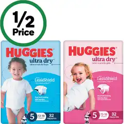 Woolworths Huggies Ultra Dry Nappies-54 offer