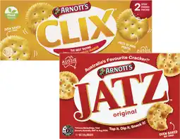 Coles Arnott's Jatz or Clix Crackers 225g-250g offer