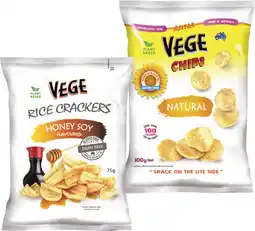 Coles Vege Chips 100g or Rice Crackers 75g offer