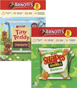 Coles Arnott's Bluey, Tiny Teddy or Shapes Crackers 7 Pack-8 Pack 168g-200g offer
