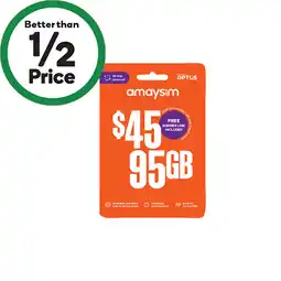 Woolworths amaysim $45 Starter Pack† offer