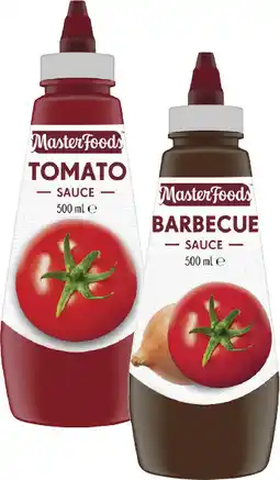 Coles MasterFoods Squeeze Tomato or Barbecue Sauce 475mL-500mL offer