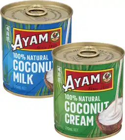 Coles Ayam 100% Natural Coconut Milk or Cream 270mL offer