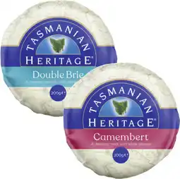 Coles Tasmanian Heritage Double Cream Brie or Camembert 200g offer