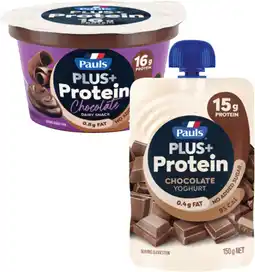Coles Pauls Plus+ Protein Dessert 160g, Pauls Plus+ Protein Yoghurt Pot 160g or Pouch 150g offer