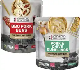 Coles Hong Kong Dim Sim Kitchen Pork & Chive Dumplings or BBQ Pork Buns 300g offer