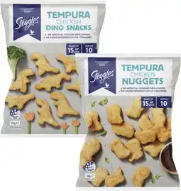 Coles Steggles Chicken Dinosnacks or Tempura Nuggets 1kg offer