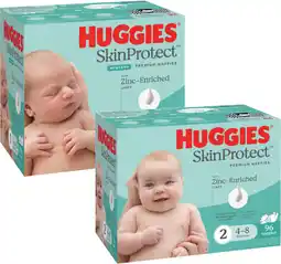Coles Huggies Skin Protect Newborn Nappies Size 1 108 Pack or Size 2 96 Pack offer
