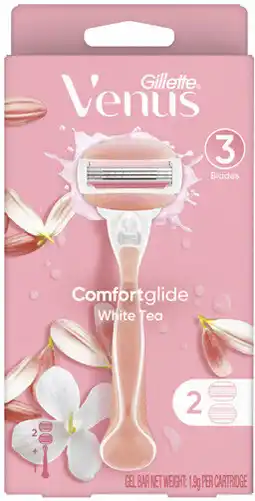 Coles Gillette Venus White Tea Comfortglide Razor Kit with 2 Refill Blades 1 Each offer