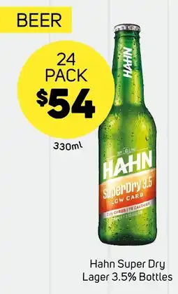Foodland Hahn Super Dry Lager 3.5% Bottles offer