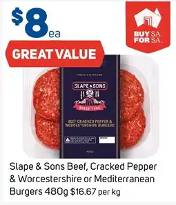 Foodland Slope & Sons Beef, Cracked Pepper & Worcestershire Burgers offer