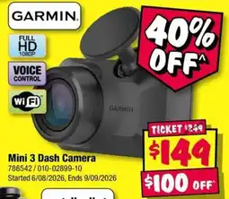 JB Hi-Fi Garmin Mini 3 Dash Camera offer