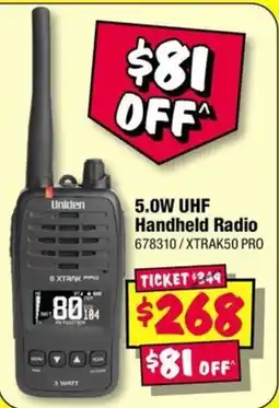 JB Hi-Fi Uniden 5.0W UHF Handheld Radio offer