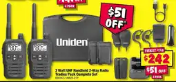 JB Hi-Fi Uniden 2 Watt UHF Handheld 2-Way Radio Tradies Pack Complete Set offer