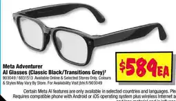 JB Hi-Fi Meta Adventurer AI Glasses Classic Black/Transitions Grey offer