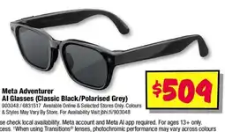 JB Hi-Fi Meta Adventurer AI Glasses (Classic Black/Polarised Grey) offer