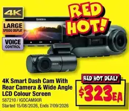 JB Hi-Fi 4K Smart Dash Cam With Rear Camera & Wide Angle LCD Colour Screen offer