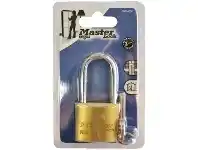 Officeworks Master Lock Fortress 40mm Brass Long Shackle Padlock offer