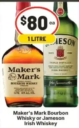 IGA Maker's Mark Bourbon Whiskey or Jameson Irish Whiskey offer