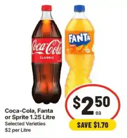 IGA Coca-Cola, Fanta or Sprite 1.25 Litre Selected Varieties offer