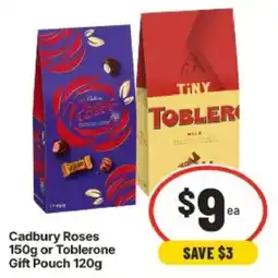 IGA Cadbury Roses or Toblerone Gift Pouch offer