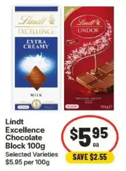 IGA Lindt Excellence Chocolate Block offer
