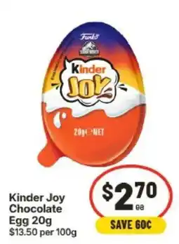 IGA Kinder Joy Chocolate Egg offer