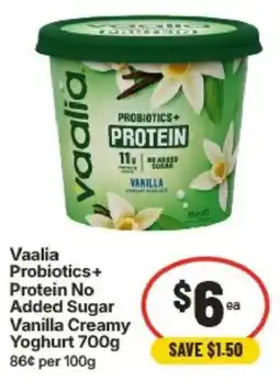 IGA Vaalia Probiotics+ Protein No Added Sugar Vanilla Creamy Yoghurt offer