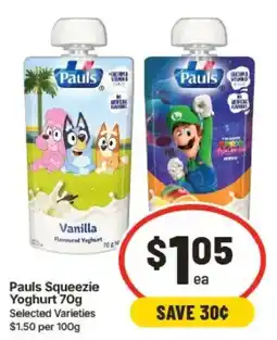 IGA Pauls Squeezie Yoghurt offer