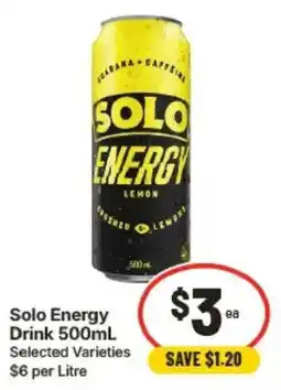 IGA Solo Energy Drink offer
