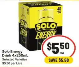 IGA Solo Energy Drink offer