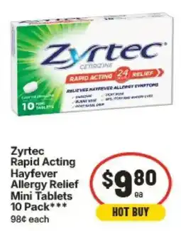 IGA Zyrtec Rapid Acting Hayfever Allergy Relief Mini Tablets offer