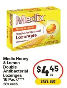 IGA Medix Honey & Lemon Double Antibacterial Lozenges offer