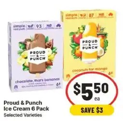 IGA Proud & Punch Ice Cream 6 Pack Selected Varieties offer