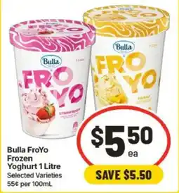 IGA Bulla FroYo Frozen Yoghurt offer