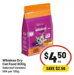 IGA Whiskas Dry Cat Food offer